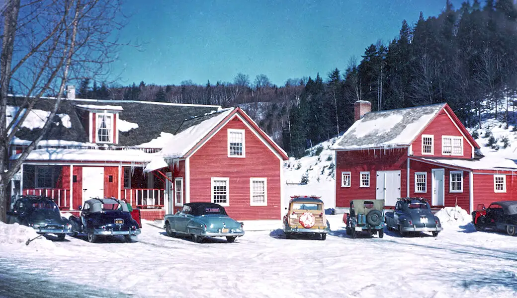 Historic photo of Ulla Lodge circa 1950, the original name of Hyde Away Inn when it opened for Mad River Glen's first ski season